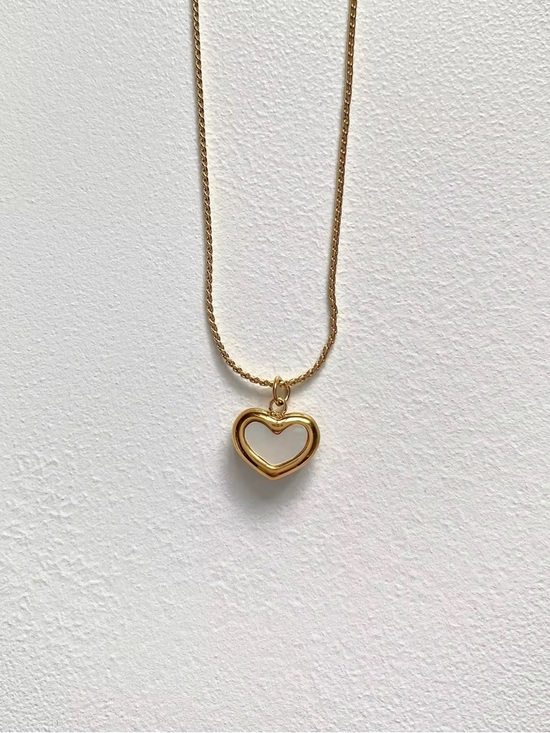 SahrzJewellery Jewelry - 18K Gold Plated Whitw Heart Pendant Necklace